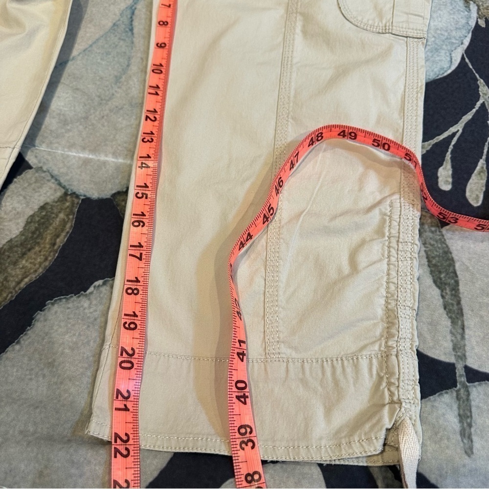 Chico's lightweight utility style mid rise pants light tan cropped capri length - Picture 9 of 15